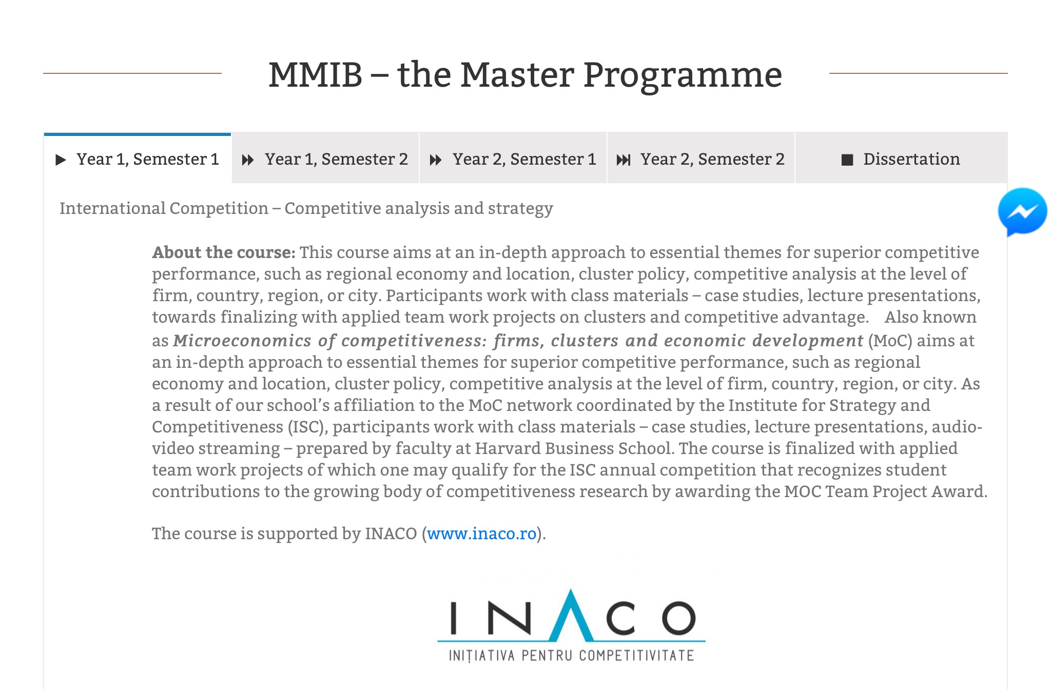 INACO helped shape the International Competitive Strategy and Analysis course from the best MA in International Business and Management in Romania